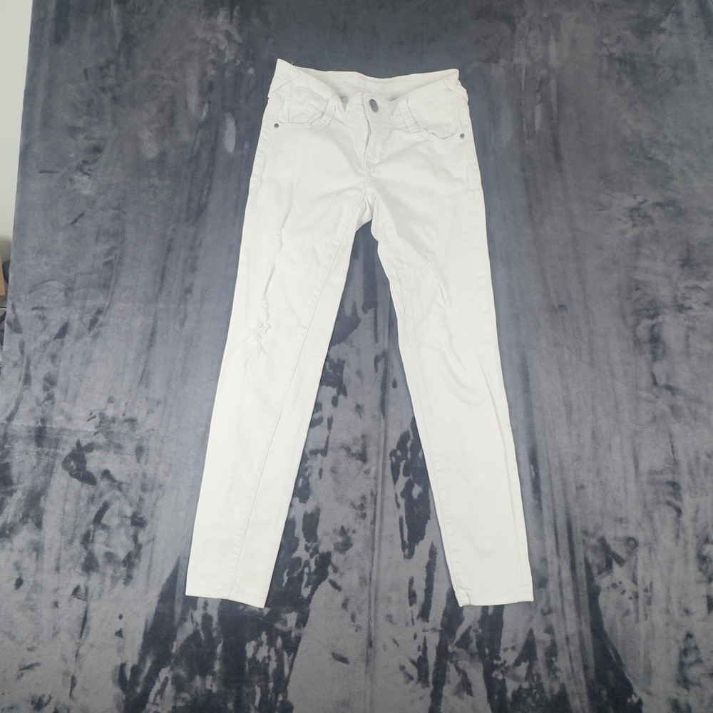 Decree Super Skinny Jeans Womens 0 White Distressed Stretch Low Rise Denim